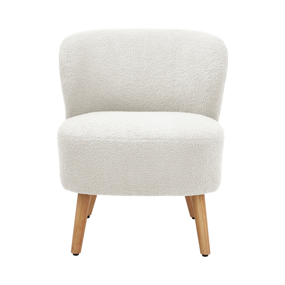 image 1 of Evie Boucle Teddy Accent Chair | Cream | Cream