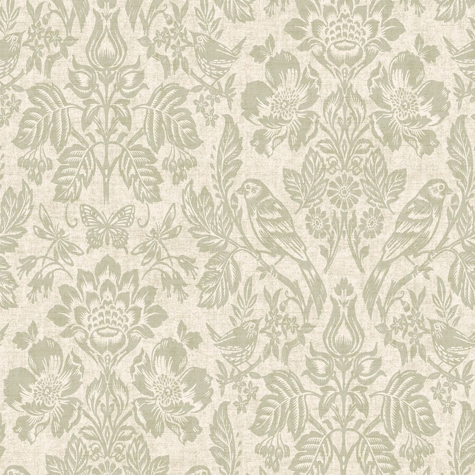 image 1 of Holden Decor Hawthorn Meadow Blown Vinyl Textured Wallpaper | Green | Sage Green | 1