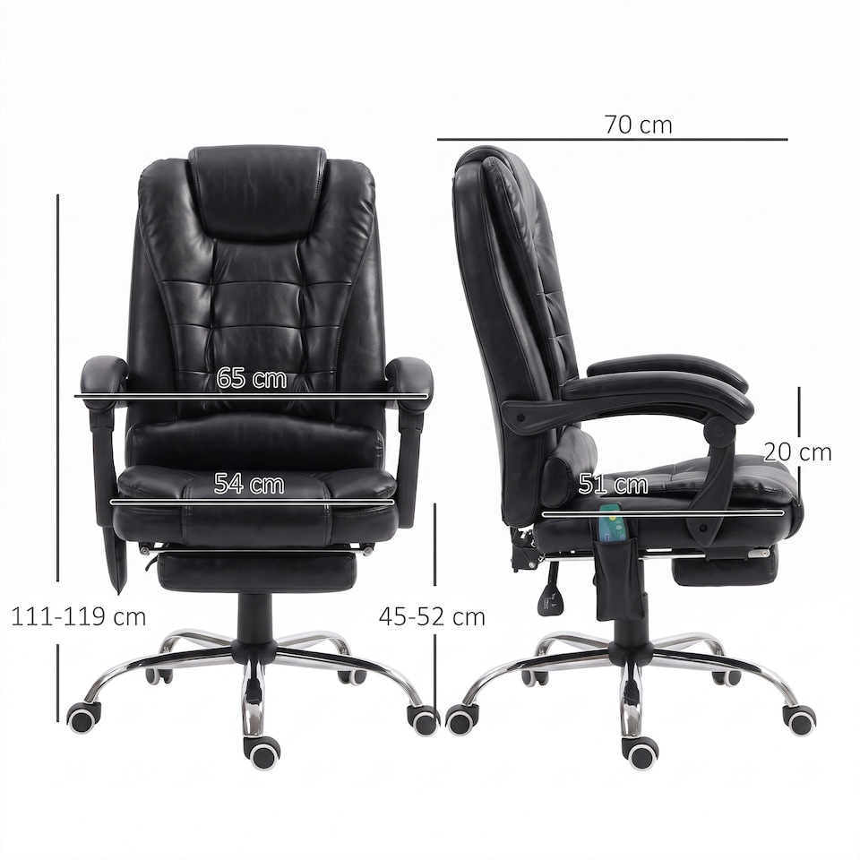 image 1 of Vinsetto Ergonomic Heated 6 Points Vibration Massage Office Chair, Black | Black