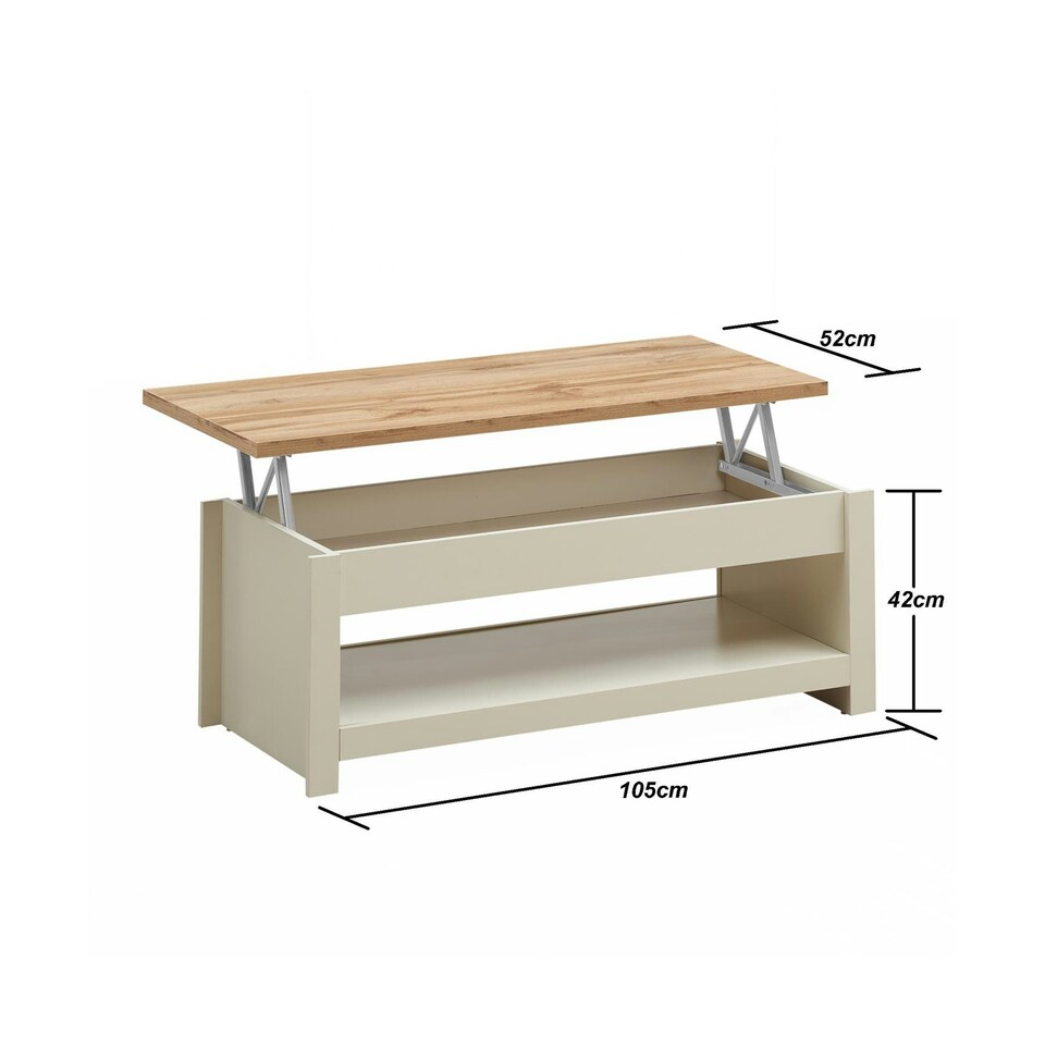 image 1 of Lisbon Lift Up Coffee Table Cream & Oak