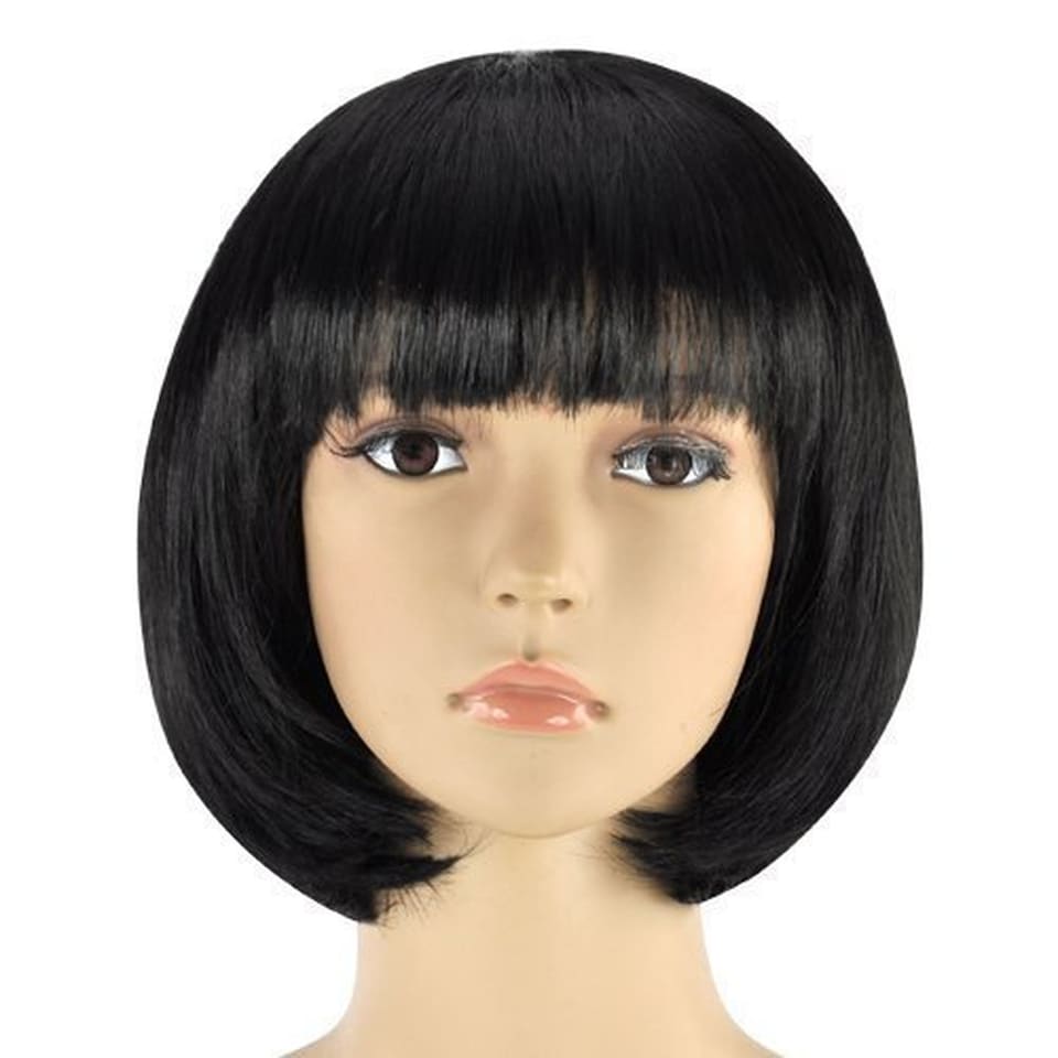 Women's Short Bob Cut Wig Straight Synthetic Hair Fancy Dress Costume Party Wig Elasticated Cap Reusable Soft Hairpiece Various Colours
