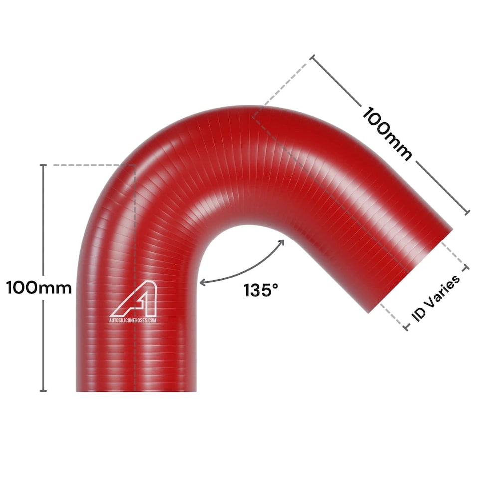 image 1 of Auto Silicone Hoses 102mm Red 135 Degree Silicone Elbow Hose Coupler Bend Pipe Connector Turbo Intercooler Radiator Coolant Air