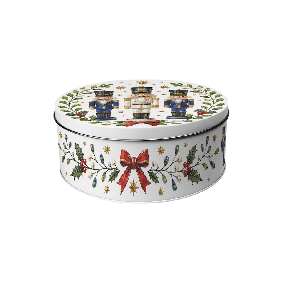 image 1 of Festive Nutcrackers Round Christmas Cake Tin Set