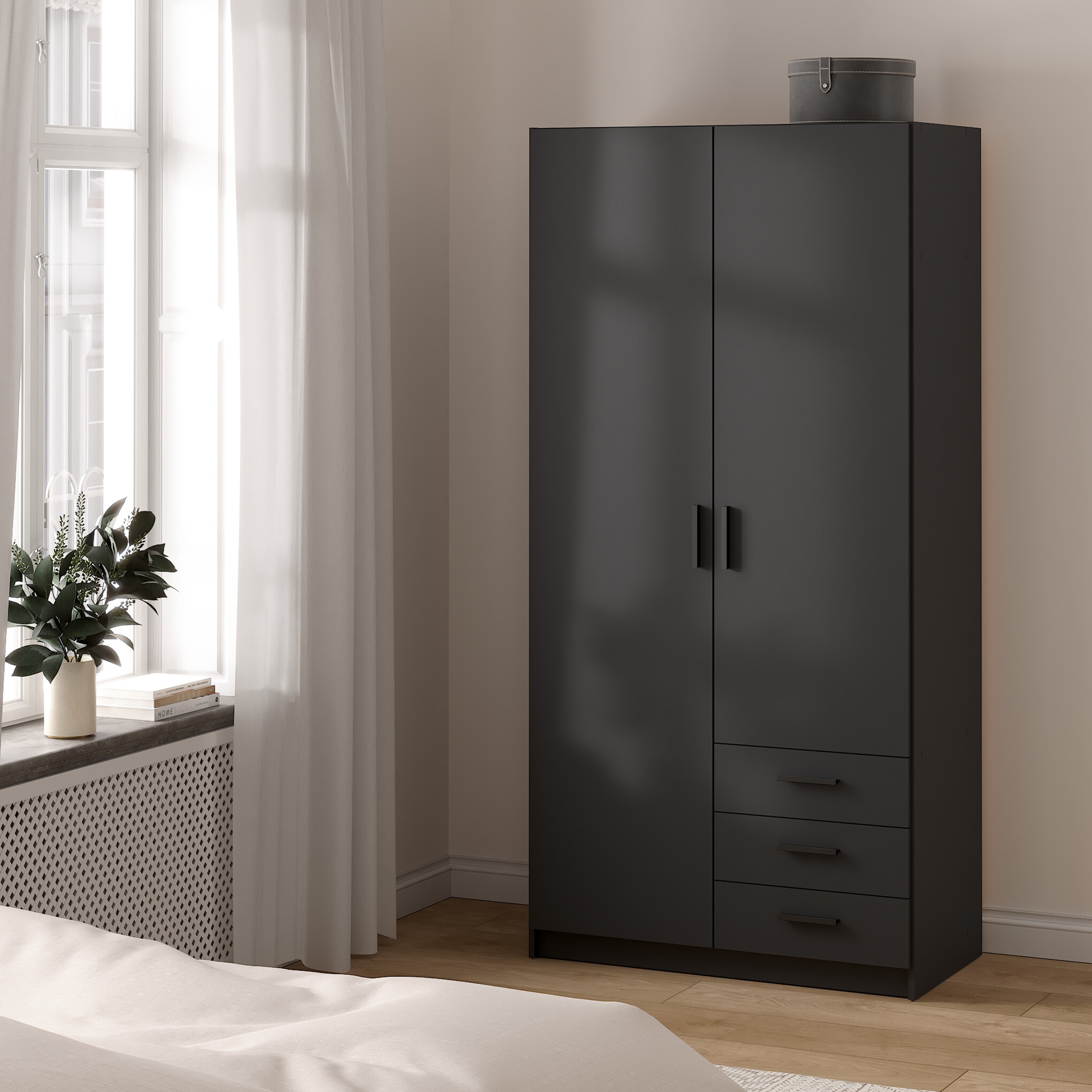 トップス draw drawers Dots 2way Tops Sprint Wardrobe with 2 Doors + 3 Drawers in Matt Grey - Tesco