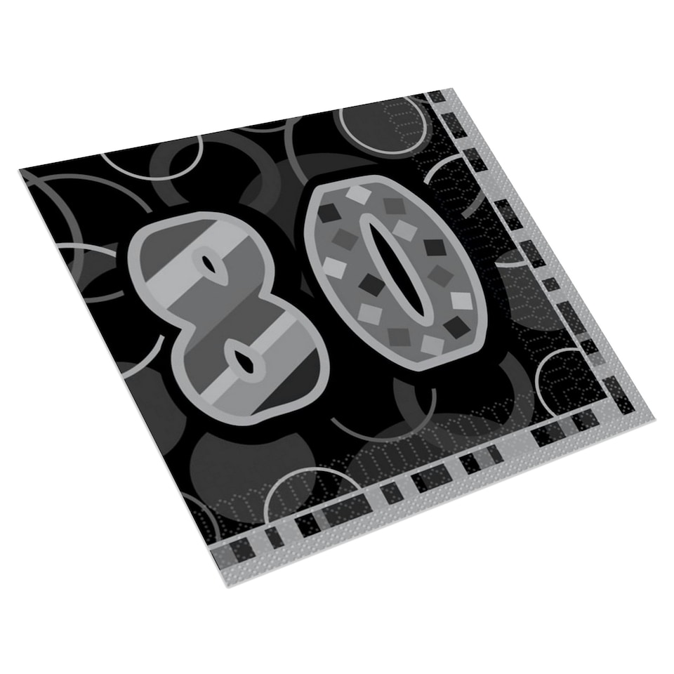 image 1 of Unique Party Black Glitz 80th Birthday Party Napkins - Black - One Size