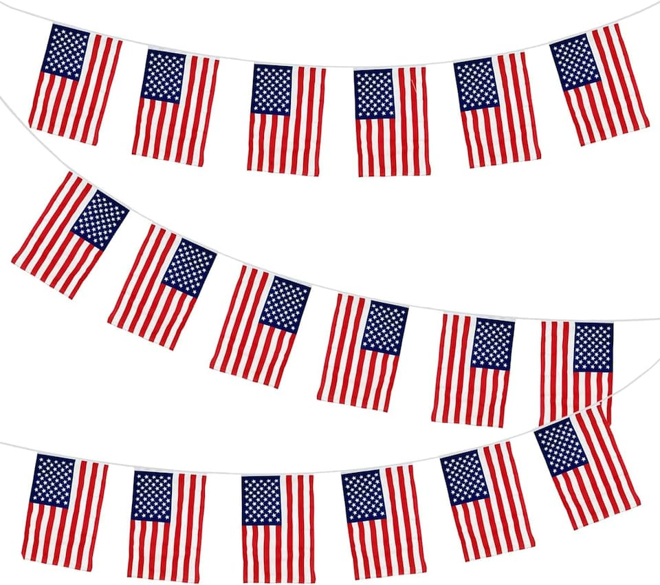 image 1 of USA Flag Rectangular Party Bunting 10m with 20 Flags