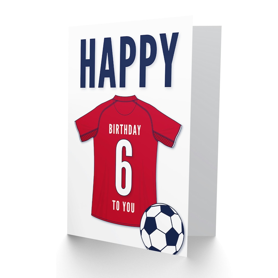 image 1 of Football Strip Kit Dark Red Jersey Age 6 Year Old Child Kids 6th Birthday Card