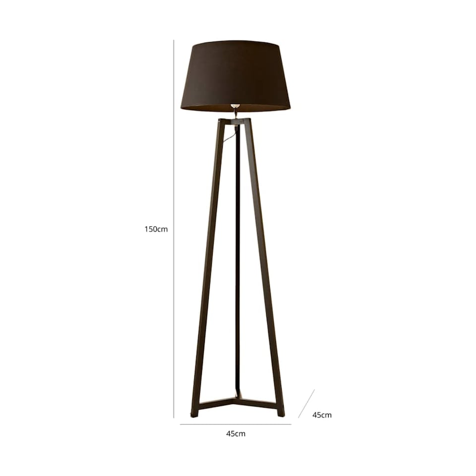 image 1 of ValueLights Lottie Black Wood Tripod Floor Lamp Black Taper Shade