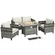 image 1 of Outsunny 5 PCs Rattan Garden Furniture Set with Gas Fire Pit Table, Brown