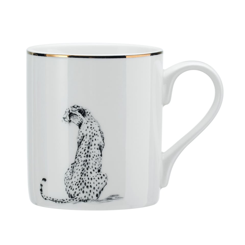 image 1 of Mikasa Cheetah Straight-Sided Porcelain Mug, 280ml | White