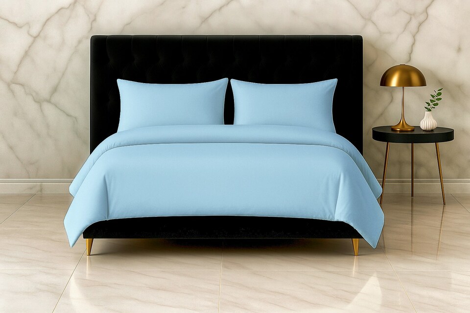 image 1 of Microfibre Soft Touch Duvet Cover And Pillowcase/s Set Bed Linen Blue | Blue | Sky Blue | King