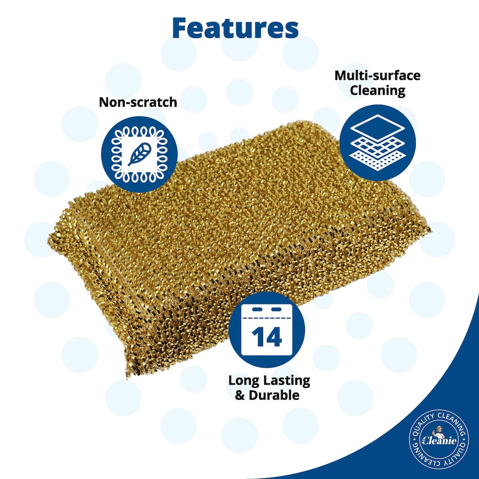 image 1 of Mr Cleanie Metalised Washing Up Non-Scratch Scourer Pads Cleaning Kitchen Bathroom 2-Packs x 2, You buying 4 pads.