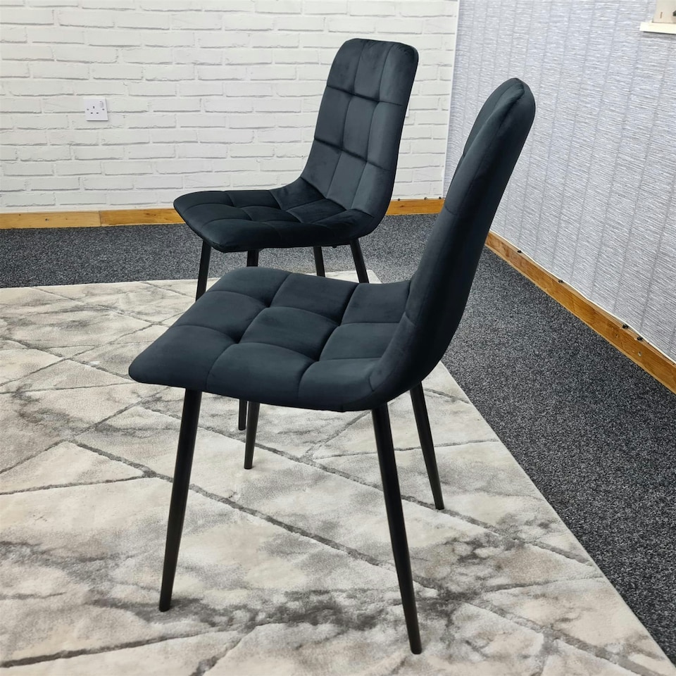 image 1 of Dining Chairs Set of 2 Black Velvet Kitchen Chairs Black