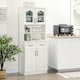 image 2 of HOMCOM Kitchen Cupboard, Freestanding Storage Cabinet with 2 Adjustable Shelves, 2 Drawers and Open Counter for Living Room, Dining Room, 168cm, White