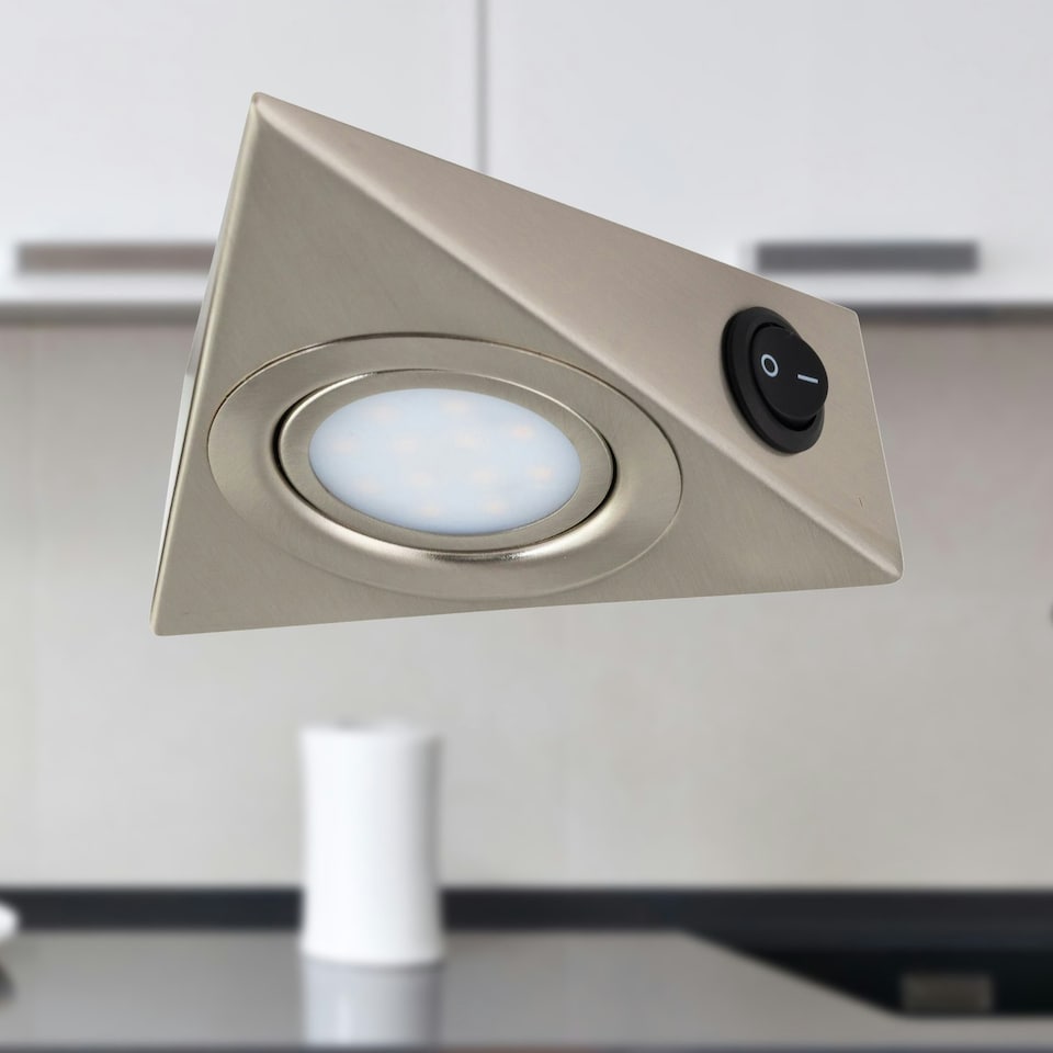 image 1 of Set of 2 Puck - Brushed Steel LED Under Cabinet Kits Silver