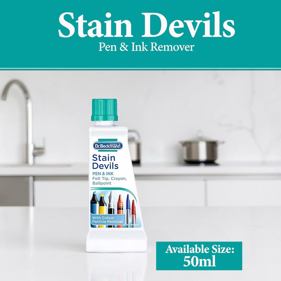 image 1 of Dr Beckmann Stain Devils Pen and Ink Remover Fabric Stain Cleaner for Ballpoint Fountain and Felt Tip Ink 50ml