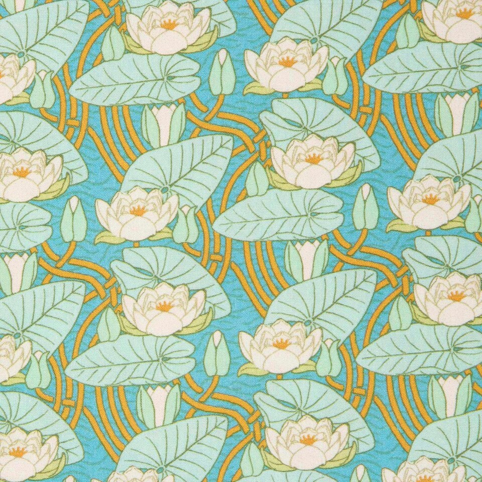 image 1 of Homescapes Set of 4 Art Deco Fat Quarters Fabric Bundles - Blue Palette Multi