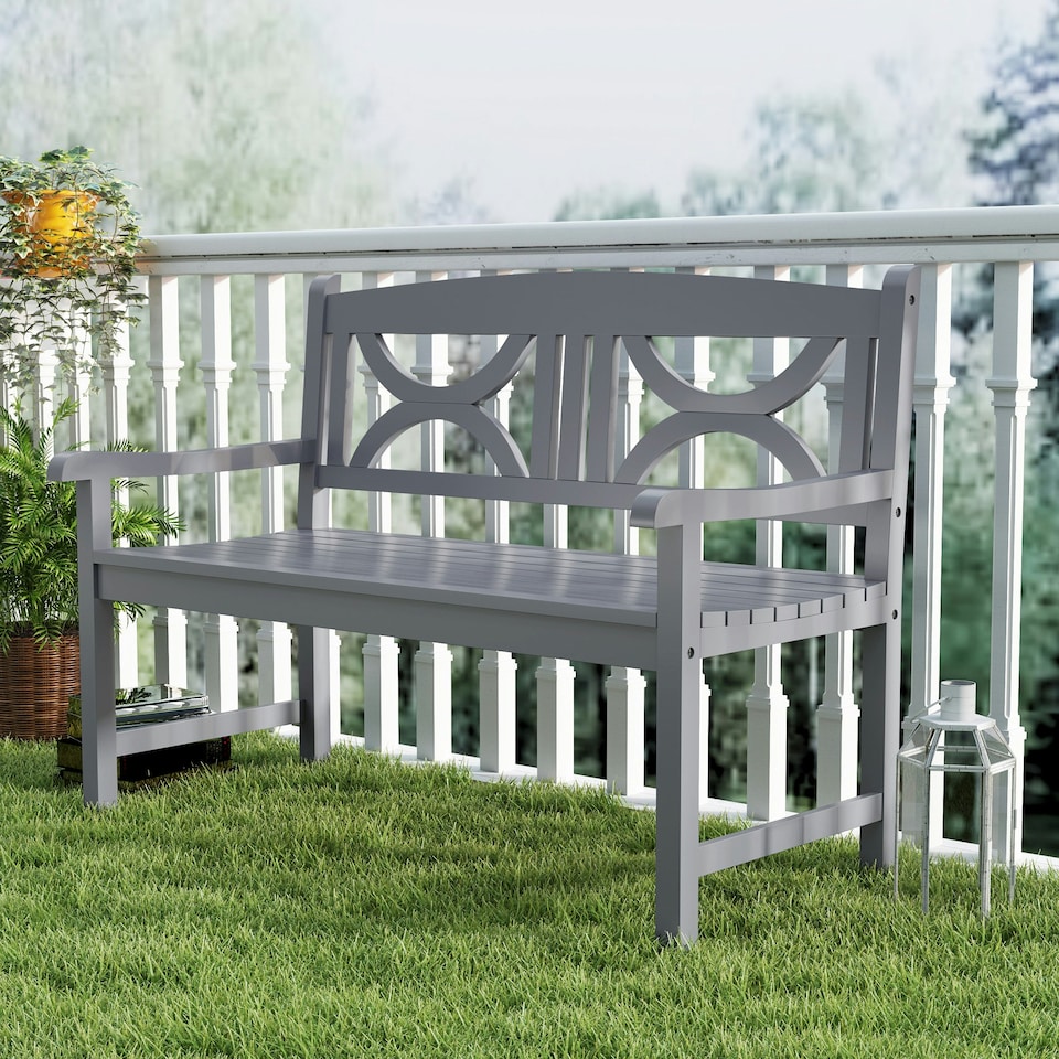 image 1 of Outsunny 2-Seater Wooden Garden Bench Outdoor Patio Loveseat Grey
