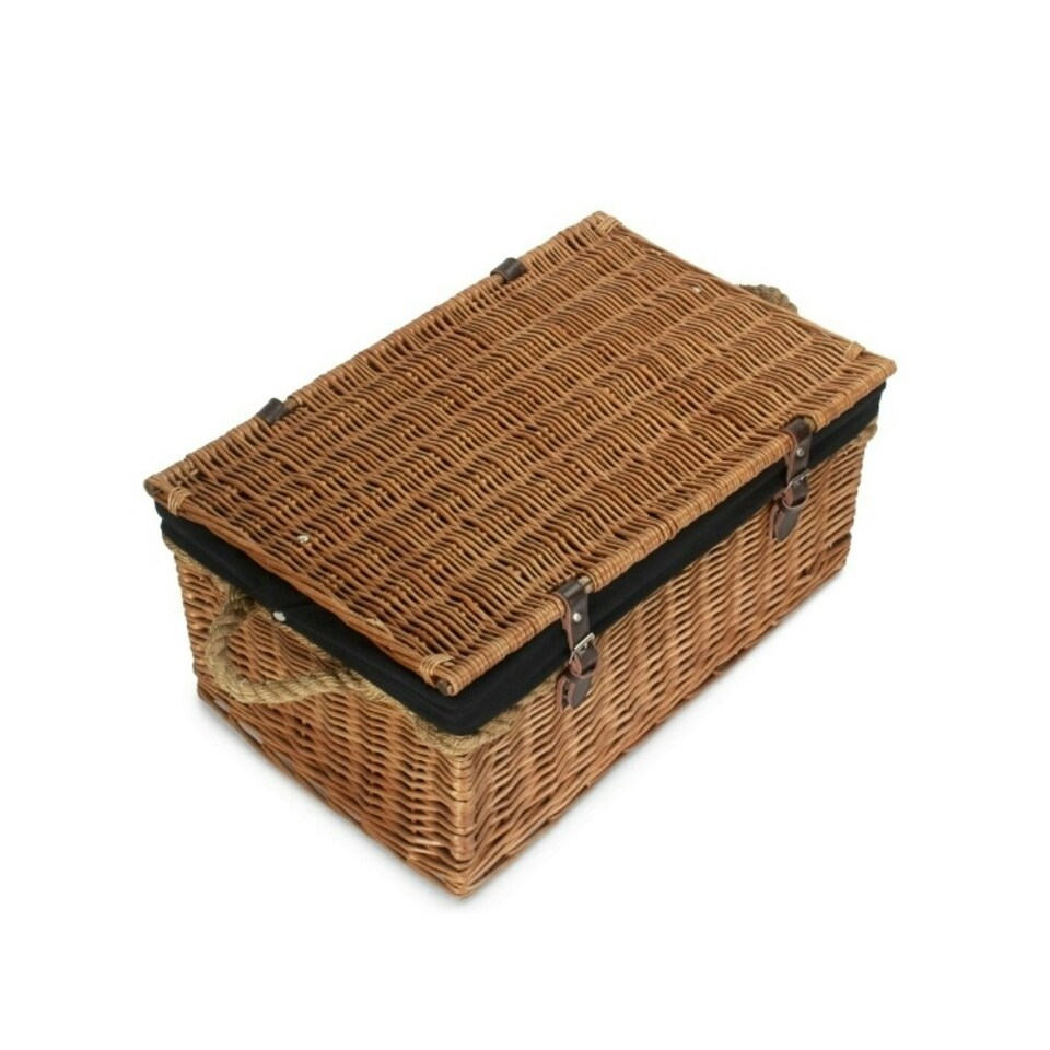 image 1 of 61cm Double Steamed Wicker Rope Handled Trunk with Lining Black | Black | One Size