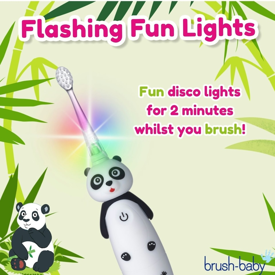 image 1 of Brush Baby WildOnes™ Panda Kids Electric Rechargeable Toothbrush