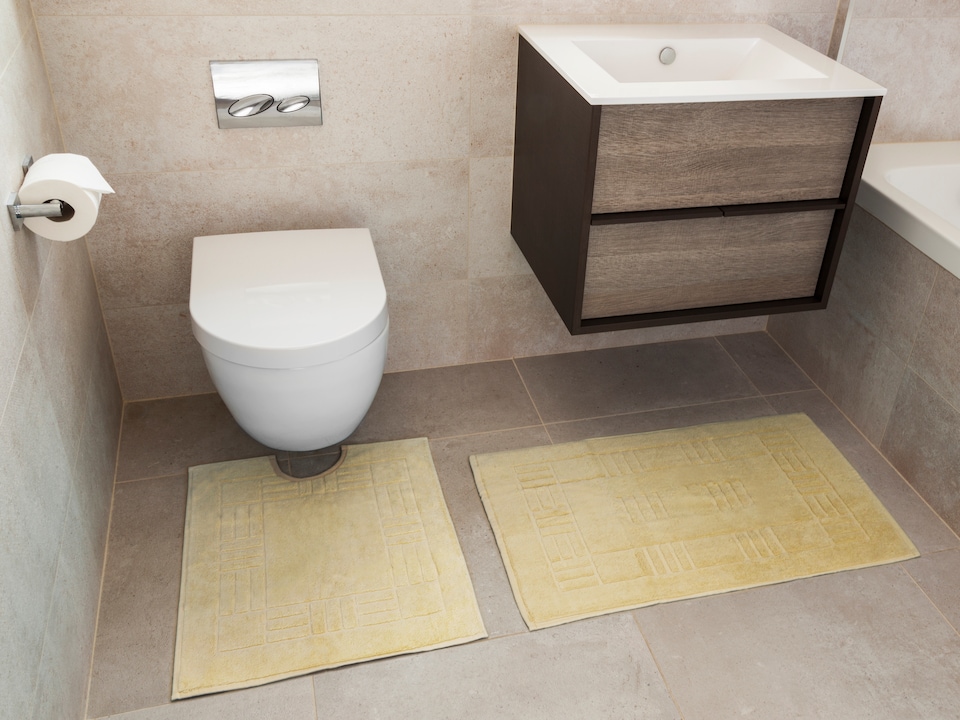 Chatsworth Pure Cotton Pedestal Mats Bathroom Super Soft (60x50 cm) | Yellow | Yellow | 60x50 cm | 1
