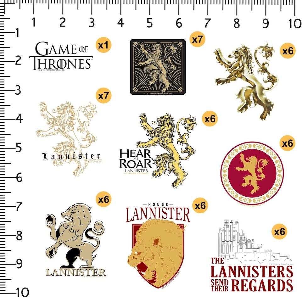 image 1 of Game Of Thrones Deluxe Lannister Stickers (Pack of 100) - Multicoloured - One Size (UTTV19679)
