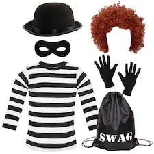 Storybook Burglar Costume - Swag Bag & Accessories Black | 2XL