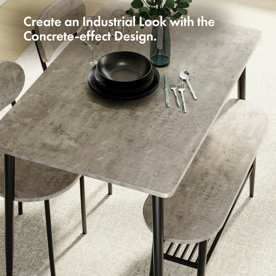 image 1 of VonHaus Murray 4 Seater Dining Table and Chairs Set Grey | Black