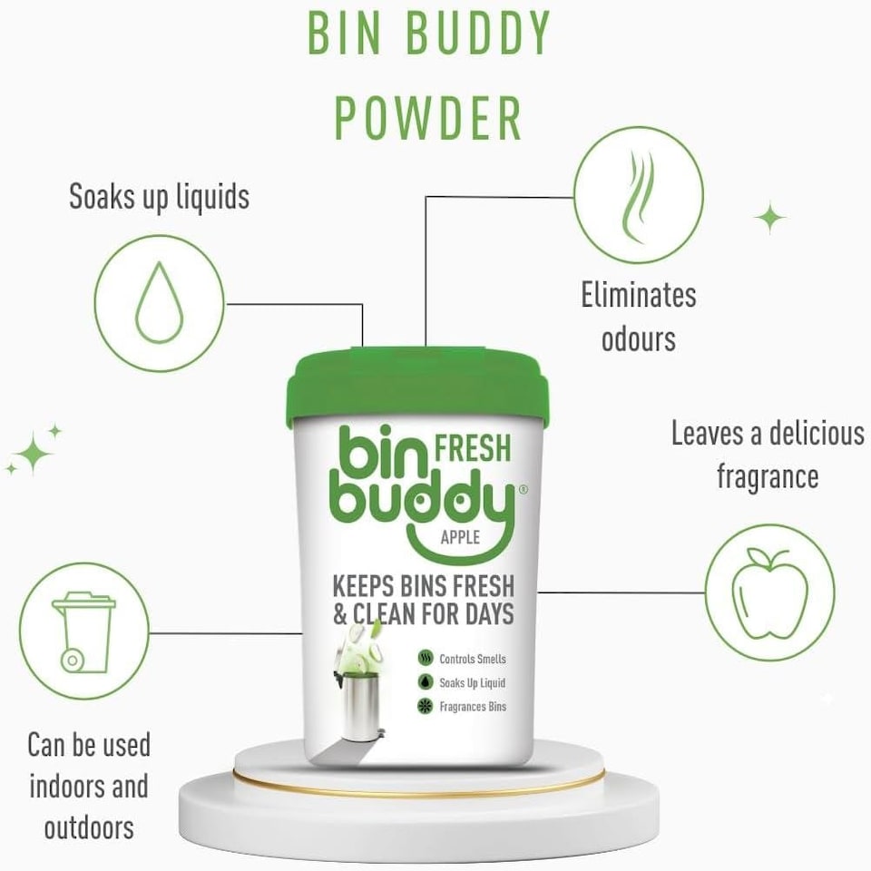 image 1 of Bin Buddy Fresh Apple Fragrance Powder Socks Mess Wheelie Dustbin Freshener 450G N/A