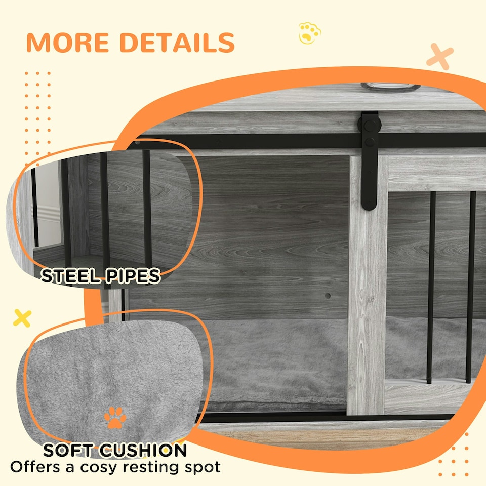 image 1 of PawHut Dog Crate Furniture with Removable Cushion, for Medium Dogs - Grey
