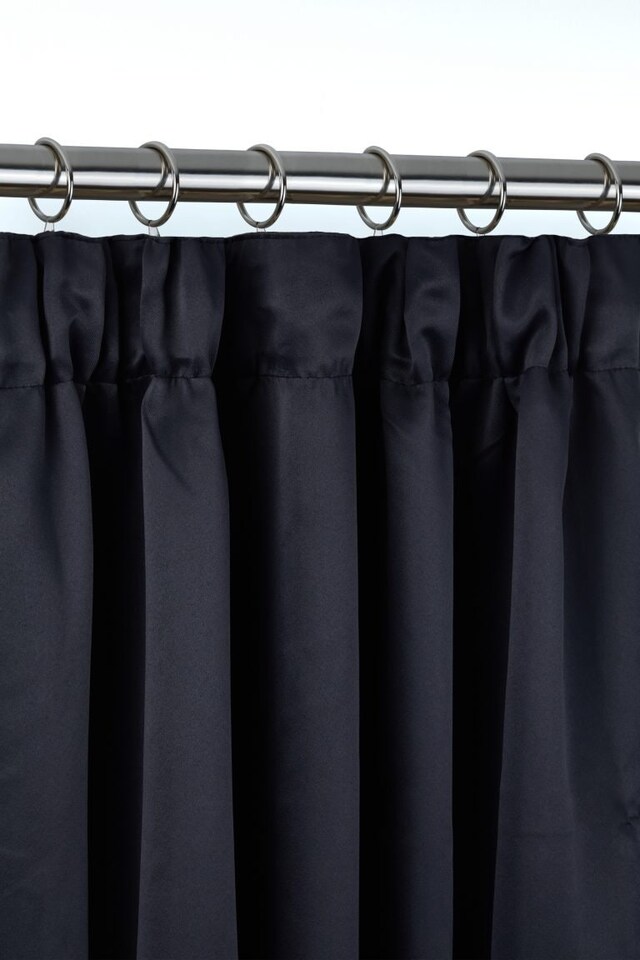image 1 of Essential Woven Thermal Blackout Pencil Pleat Curtains 228cm x 228cm Black | Black | Black