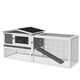 image 1 of PawHut Rabbit Hutch, Bunny Cage with Run & Sliding Tray, Hay Rack, Grey