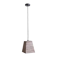 ValueLights Bodhi Natural Wood Square Ceiling Pendant and Bulb