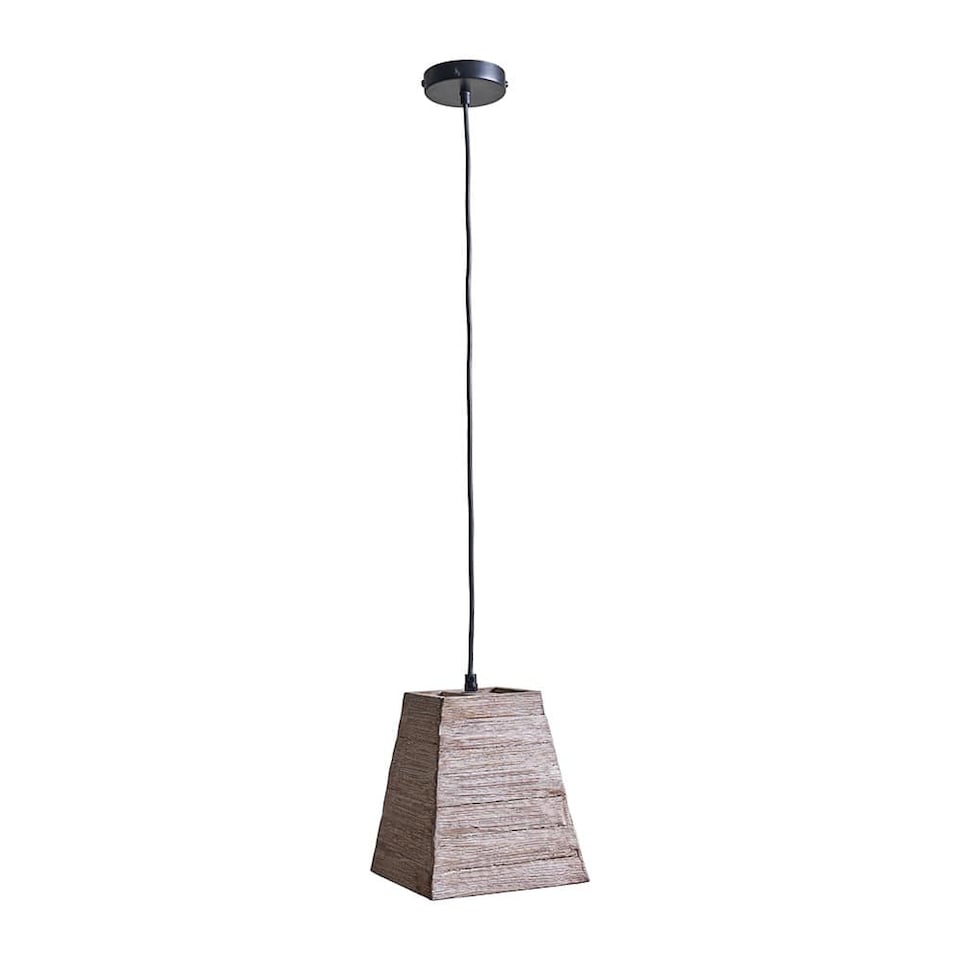 image 1 of ValueLights Bodhi Natural Wood Square Ceiling Pendant and Bulb
