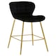 image 2 of Interiors by Premier Black Velvet Stool, Luxury Bar Stool, Modern Black Velvet Bar Chair with Quilted Design and Gold Legs