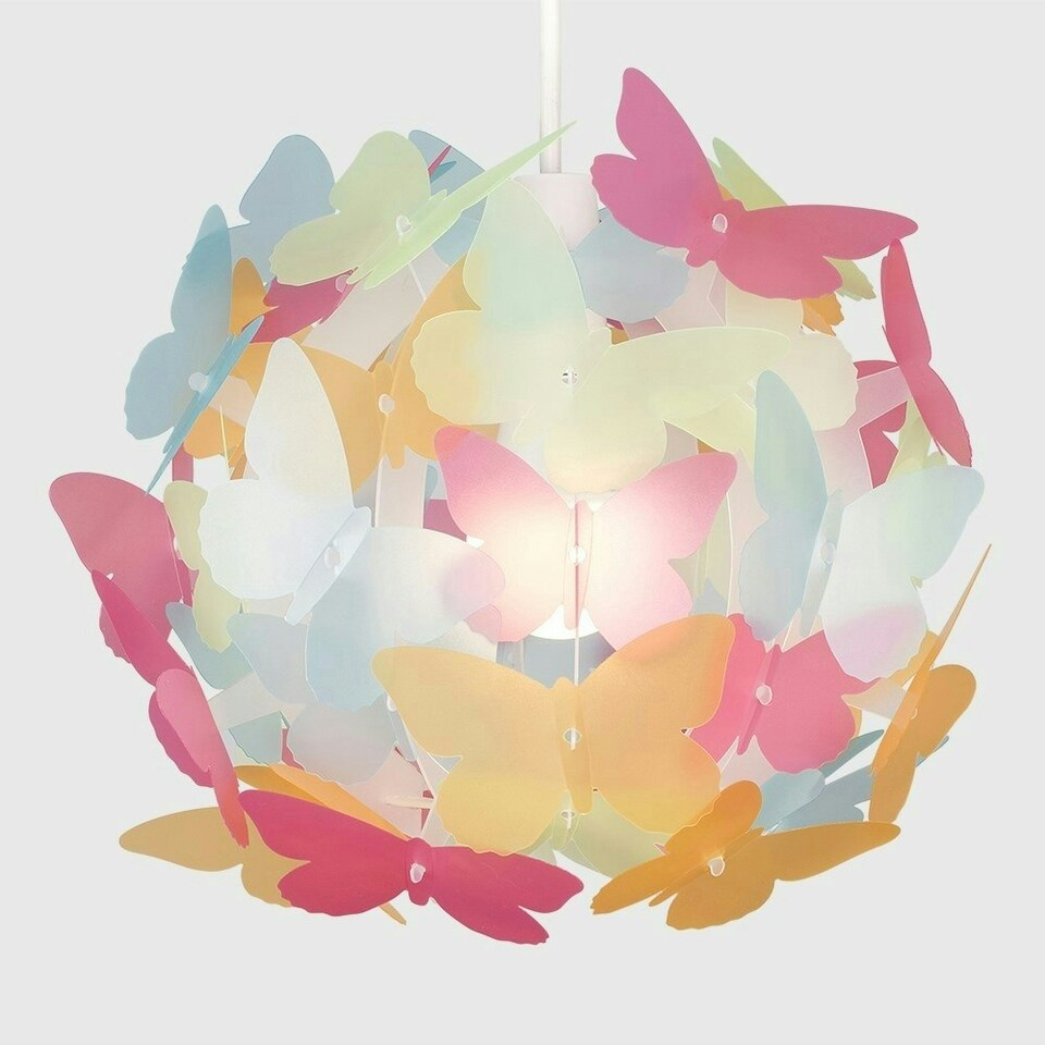 image 1 of ValueLights Modern Multi-Coloured Butterfly Girl's Ceiling Pendant Lamp Shade
