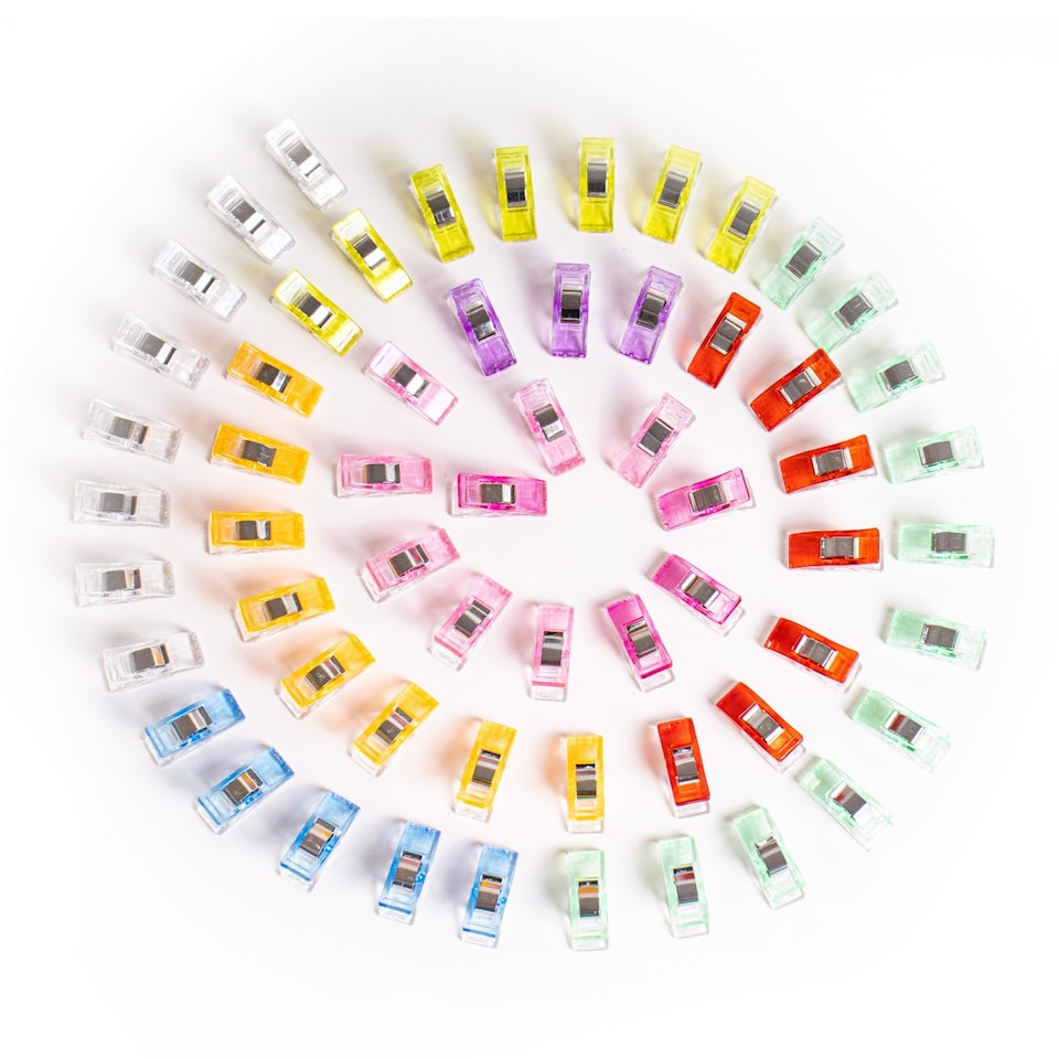image 1 of Milward Quilters Clips - 60 Bright Neon Fabric & Sewing Clips with Seam Guides, Safer than Pins