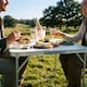 image 8 of Harbour Housewares Folding Table - Small Compact Metal Trestle Tables Foldable Portable Outdoor Camping Side Table 80cm x 60cm