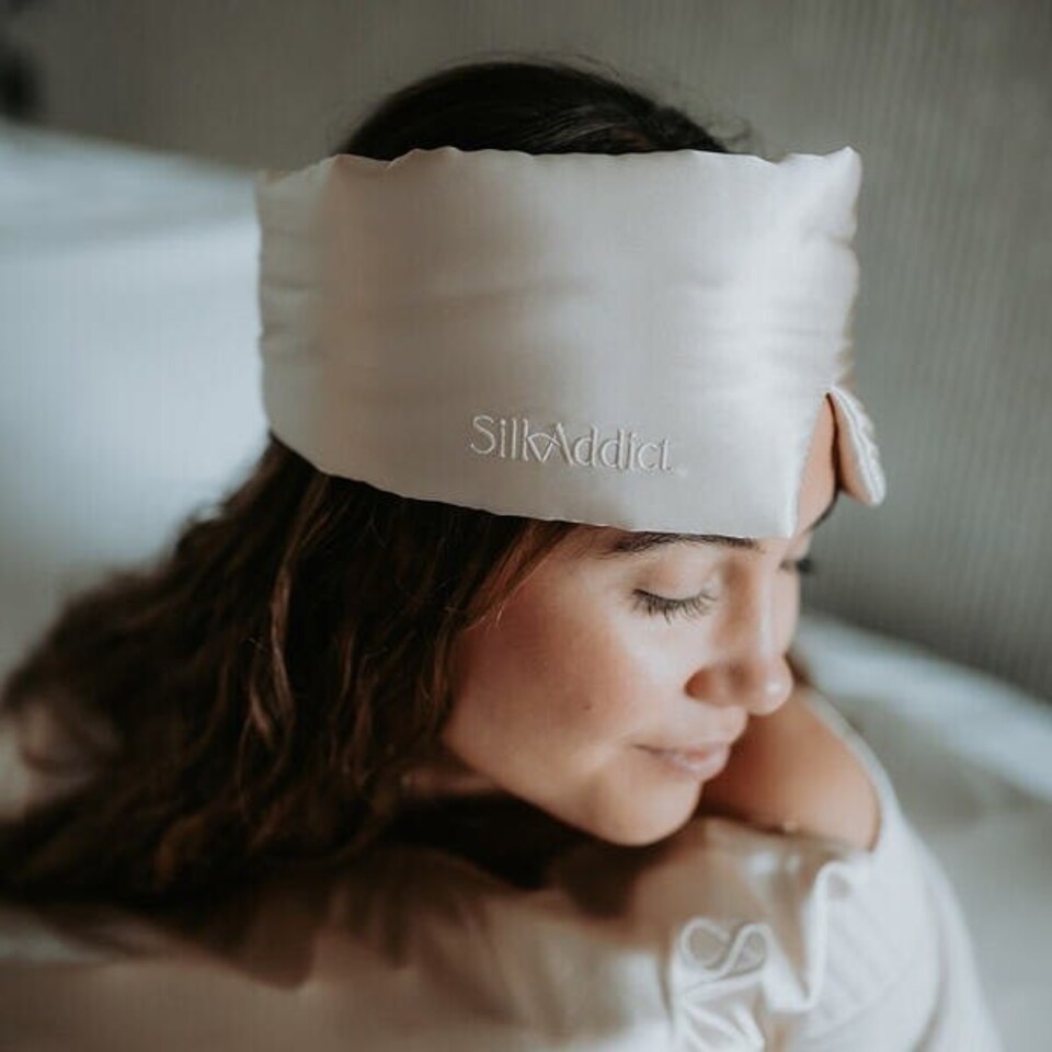 image 1 of Silk Addict 100% Mulberry Silk Sleep Mask – Caramel | Gold | 1