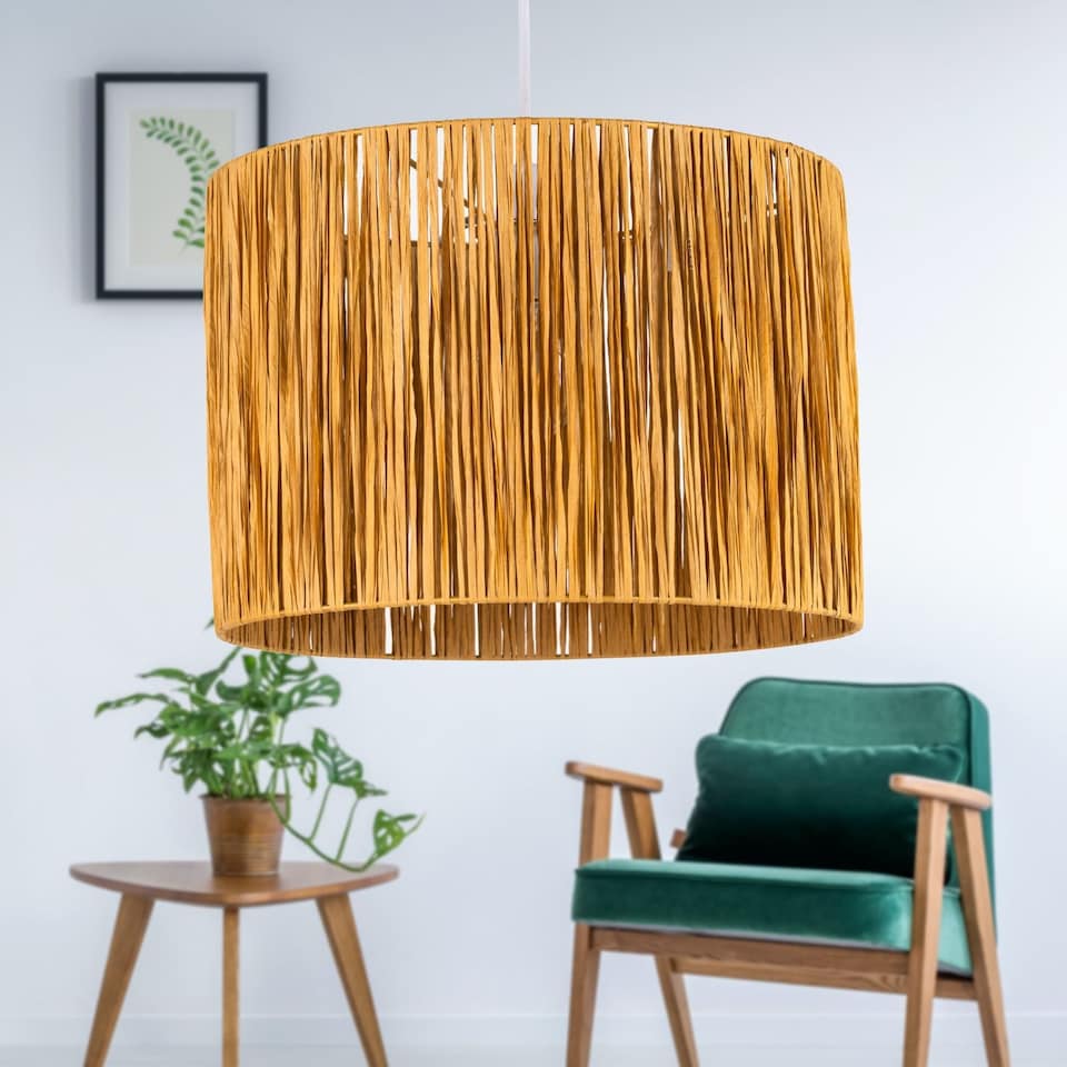 image 1 of Raffia - Natural 33cm Straw Pendant or Lamp Shade | Cream | Large | 1