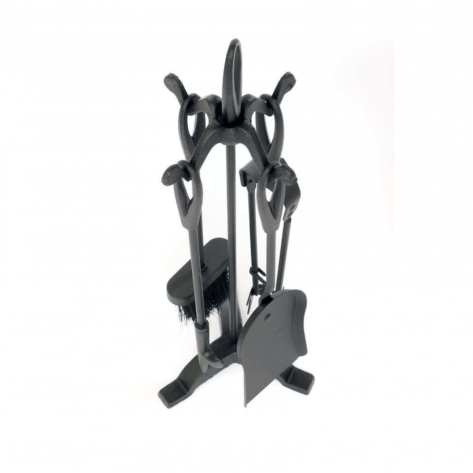 image 1 of Heavy Duty Steel Fireplace 5 Piece Companion Set Poker Shovel