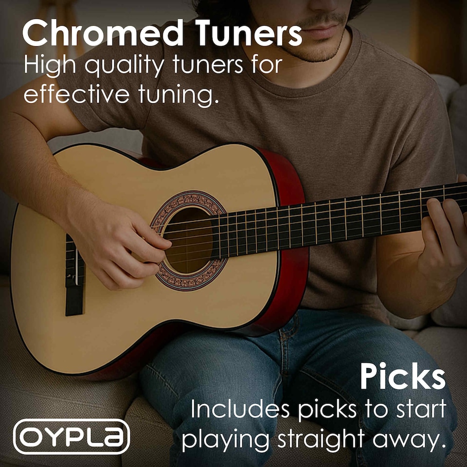 image 1 of 34 Inch Half Size 6 String Classical Acoustic Guitar | Brown