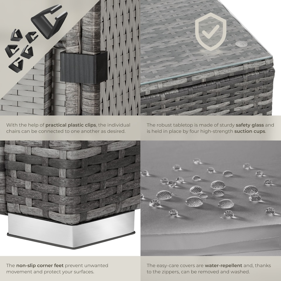 image 1 of Garden Furniture Set Lignano - modular outdoor sofa, 2 armchairs, coffee table | Grey | grey | 179 x 150 x 65 cm | 1