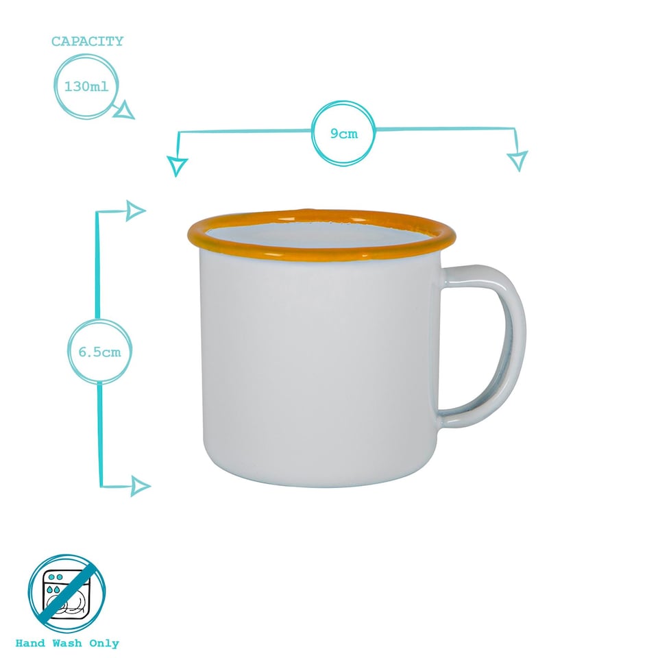 image 1 of Argon Tableware White Enamel Espresso Cups - 130ml - Yellow - Pack of 6 | Yellow | Yellow