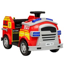 AIYAPLAY Ride on Fire Truck, 12V Kids Electric Car with Sirens, Flashing Lights, Firefighting Tools, Music, Horn, Slow Start, Gift for Boys and Girls, Red