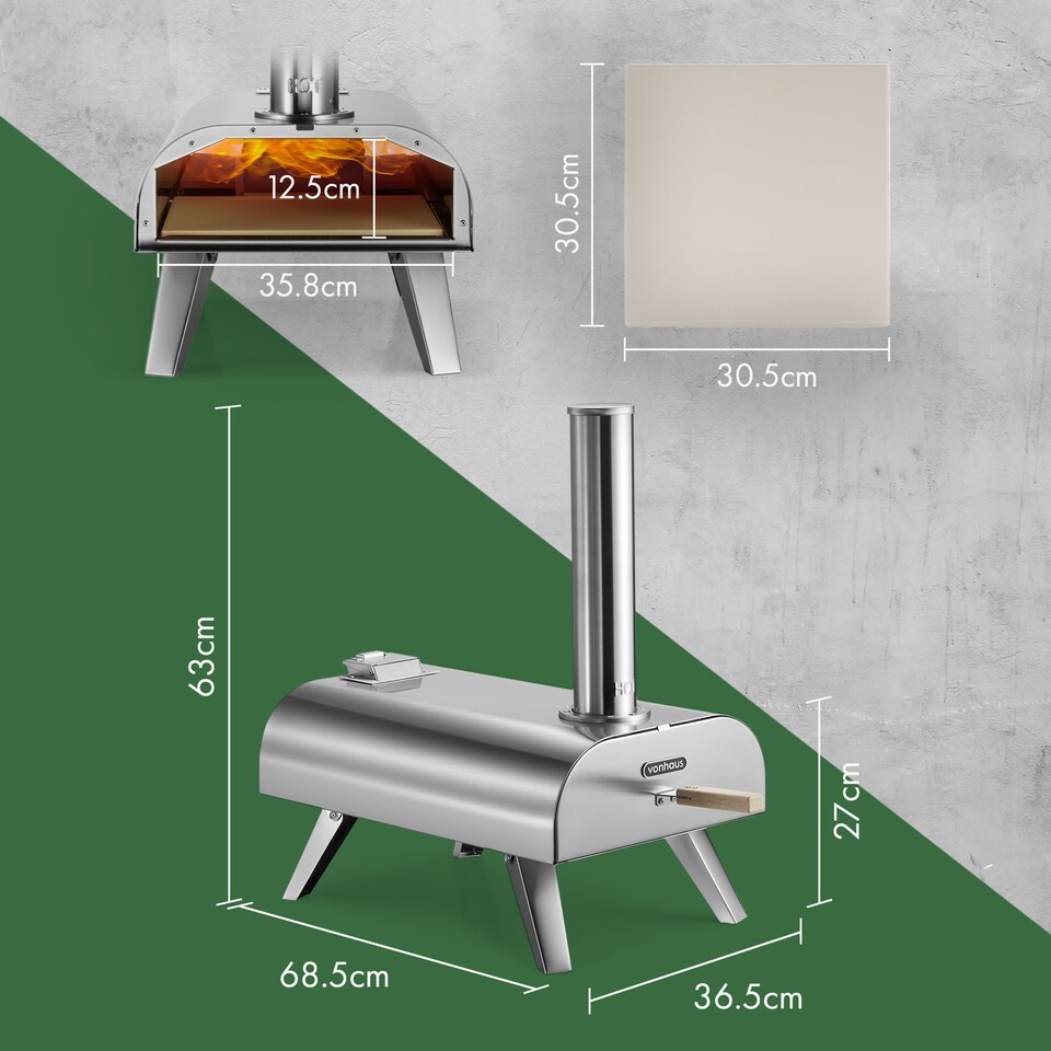 image 1 of VonHaus Pizza Oven for Outdoor Tabletop with Pizza Stone