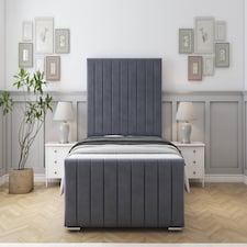 Sloomy California Steel Plush Bed Frame With Mattress With 50" Upholstered Headboard 4' Small Double
