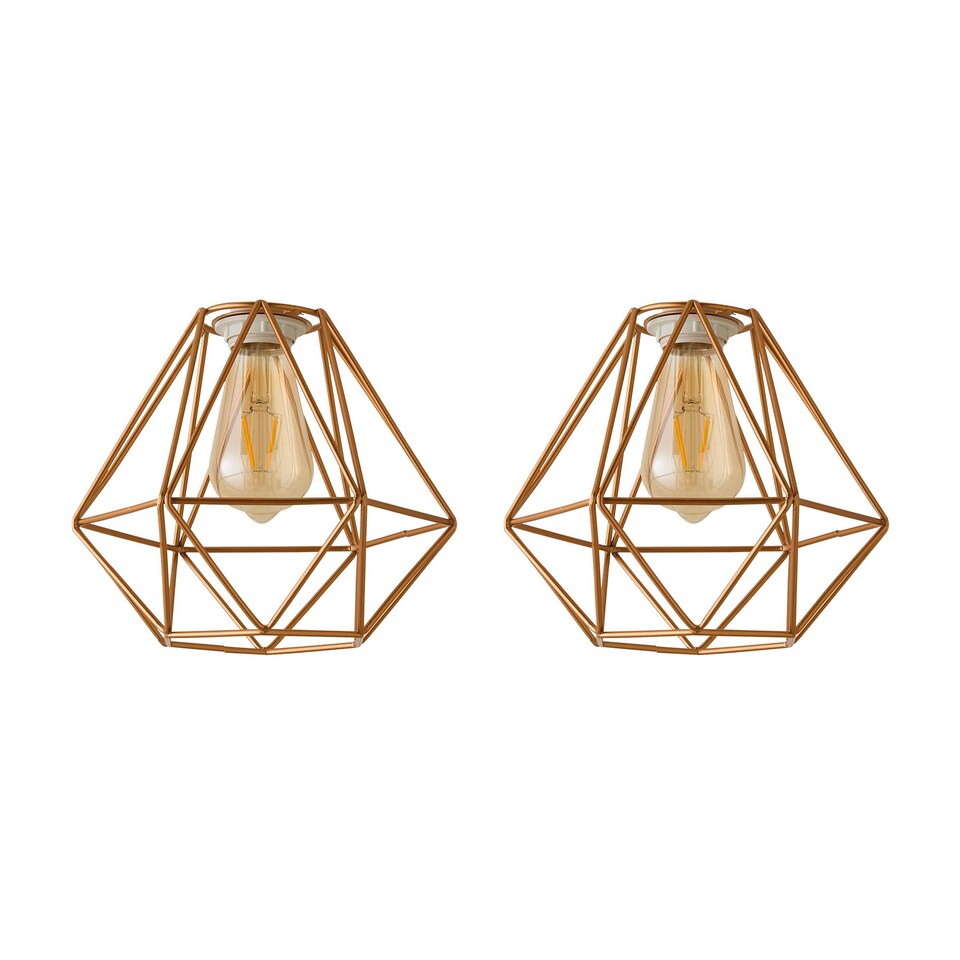 image 1 of ValueLights Diablo Pair Copper Cage Ceiling Shades | Copper