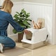 image 2 of PawHut Stainless Steel Litter Box, Enclosed Metal Litter Tray with Scoop White | One Size