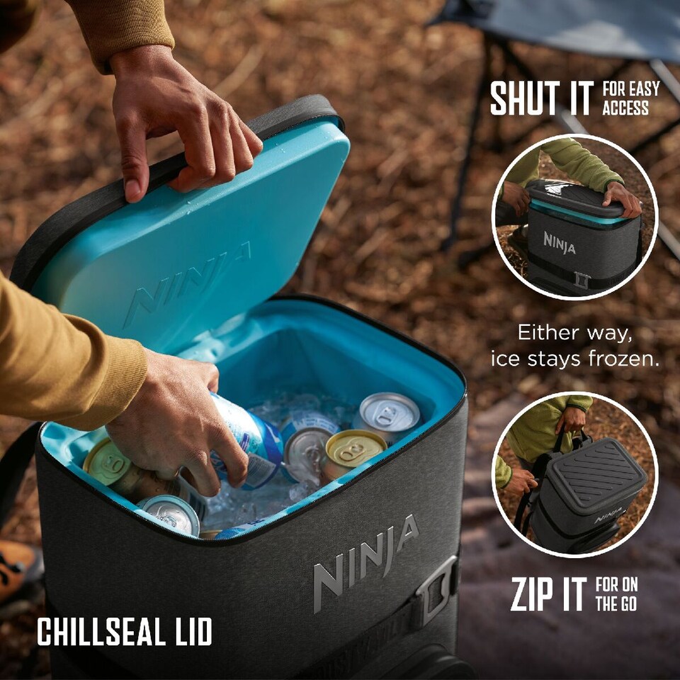 image 1 of Ninja Outdoor FrostVault Go 17L 24-Can Backpack Soft Cooler FF124EUUKCG Charcoal Grey